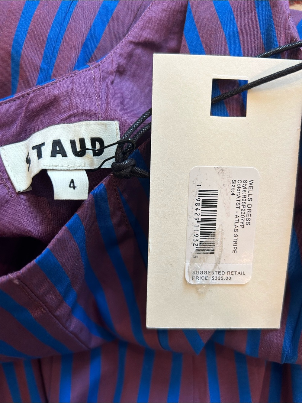 STAUD Red and Blue Vertical-Stripe Maxi Dress - Picture 3 of 3